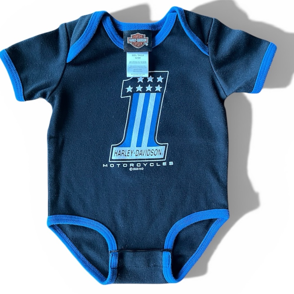 Harley-Davidson Navy and Blue Baby Bodysuit